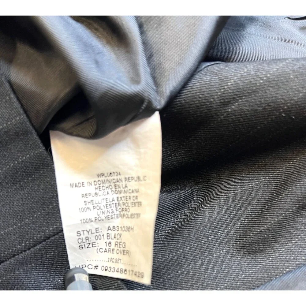 Arrow Men’s Pinstripe Blazer Suit Jacket Black Size 16 Regular (36”Chest)